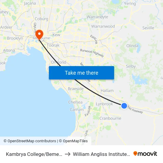Kambrya College/Bemersyde Dr to William Angliss Institute Of TAFE map