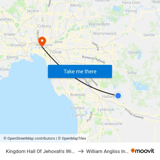 Kingdom Hall Of Jehovah's Witnesses/Ernst Wanke Rd to William Angliss Institute Of TAFE map