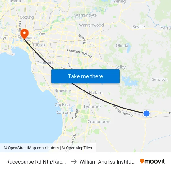 Racecourse Rd Nth/Racecourse Rd to William Angliss Institute Of TAFE map