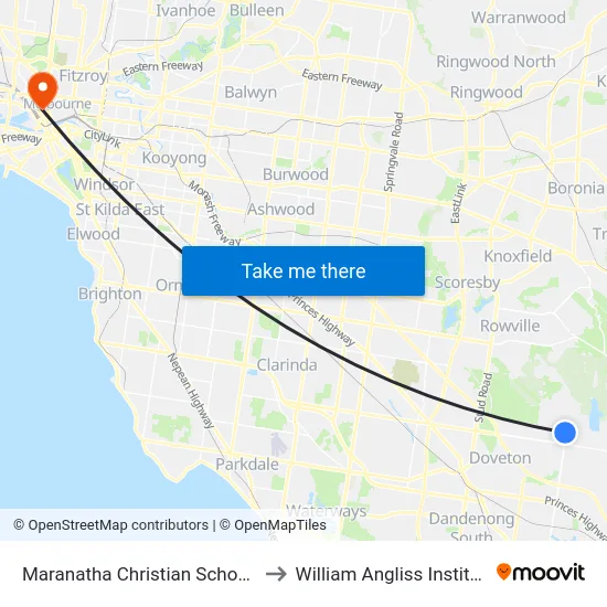 Maranatha Christian School/Reema Bvd to William Angliss Institute Of TAFE map
