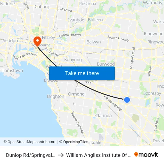 Dunlop Rd/Springvale Rd to William Angliss Institute Of TAFE map