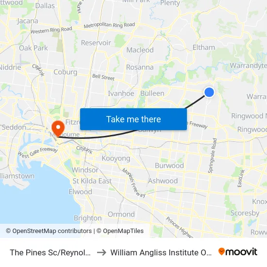 The Pines Sc/Reynolds Rd to William Angliss Institute Of TAFE map