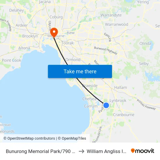 Bunurong Memorial Park/790 Frankston-Dandenong Rd to William Angliss Institute Of TAFE map