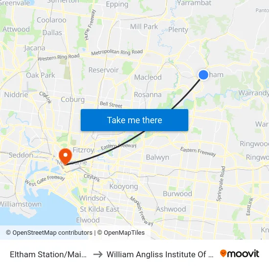 Eltham Station/Main Rd to William Angliss Institute Of TAFE map