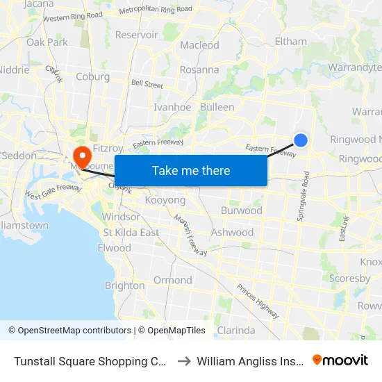 Tunstall Square Shopping Centre/Doncaster Rd to William Angliss Institute Of TAFE map