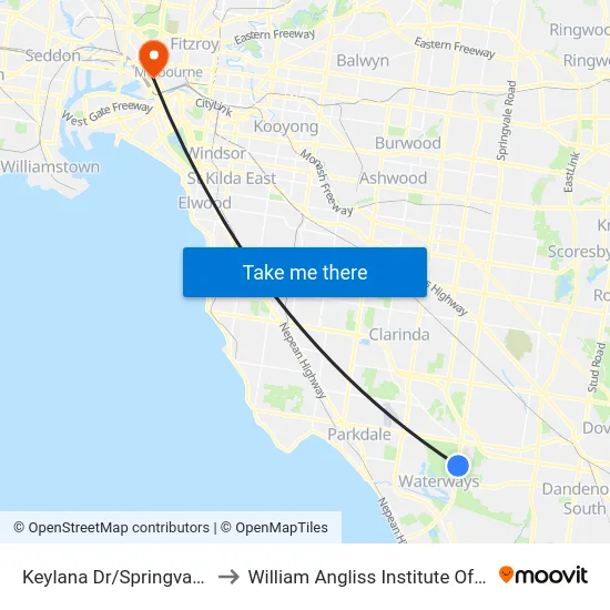 Keylana Dr/Springvale Rd to William Angliss Institute Of TAFE map