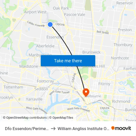 Dfo Essendon/Perimeter Rd to William Angliss Institute Of TAFE map