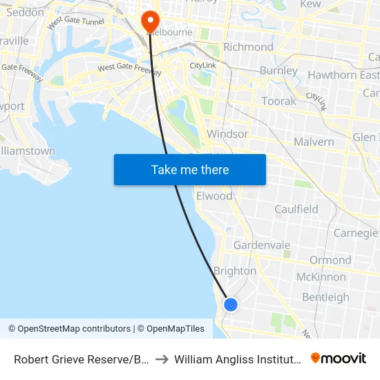 Robert Grieve Reserve/Burrows St to William Angliss Institute Of TAFE map