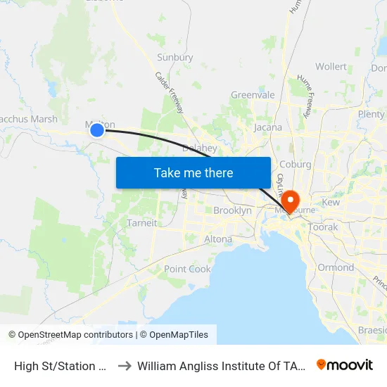 High St/Station Rd to William Angliss Institute Of TAFE map