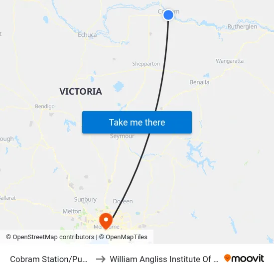 Cobram Station/Punt Rd to William Angliss Institute Of TAFE map