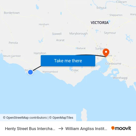 Henty Street Bus Interchange/Henty St to William Angliss Institute Of TAFE map