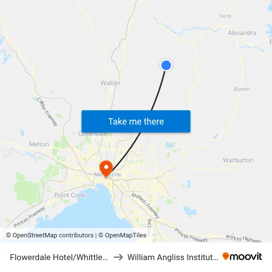 Flowerdale Hotel/Whittlesea-Yea Rd to William Angliss Institute Of TAFE map