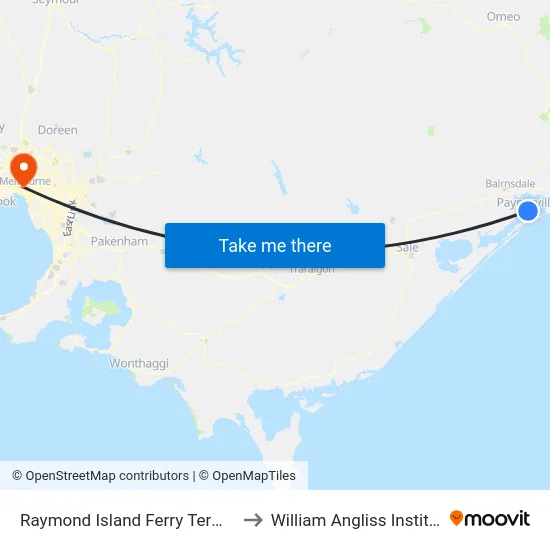 Raymond Island Ferry Terminal/Devon Rd to William Angliss Institute Of TAFE map