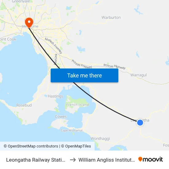 Leongatha Railway Station/Long St to William Angliss Institute Of TAFE map