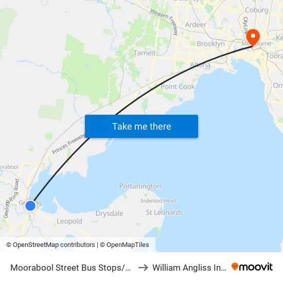 Moorabool Street Bus Stops/Moorabool St (Geelong) to William Angliss Institute Of TAFE map