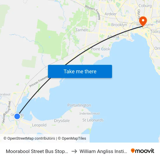 Moorabool Street Bus Stops/Moorabool St to William Angliss Institute Of TAFE map