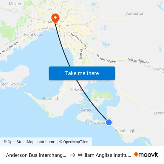 Anderson Bus Interchange/Bass Hwy to William Angliss Institute Of TAFE map