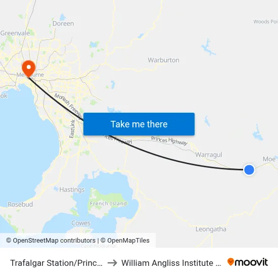 Trafalgar Station/Princes Hwy to William Angliss Institute Of TAFE map