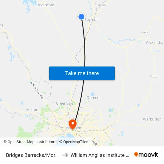 Bridges Barracks/Morobe Rd to William Angliss Institute Of TAFE map
