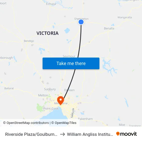 Riverside Plaza/Goulburn Valley Hwy to William Angliss Institute Of TAFE map