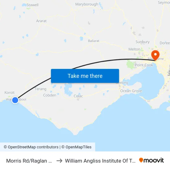 Morris Rd/Raglan Pde to William Angliss Institute Of TAFE map