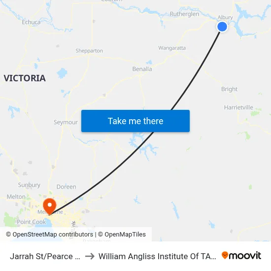 Jarrah St/Pearce St to William Angliss Institute Of TAFE map
