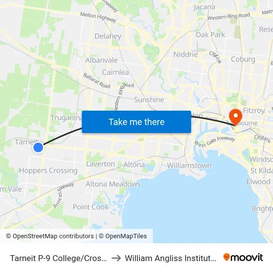 Tarneit P-9 College/Crossway Ave to William Angliss Institute Of TAFE map