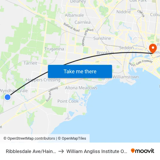 Ribblesdale Ave/Haines Dr to William Angliss Institute Of TAFE map