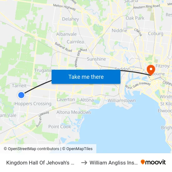 Kingdom Hall Of Jehovah's Witnesses/Tarneit Rd to William Angliss Institute Of TAFE map