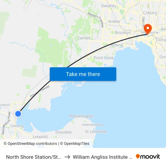 North Shore Station/Station St to William Angliss Institute Of TAFE map