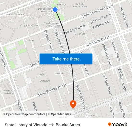 State Library of Victoria to Bourke Street map
