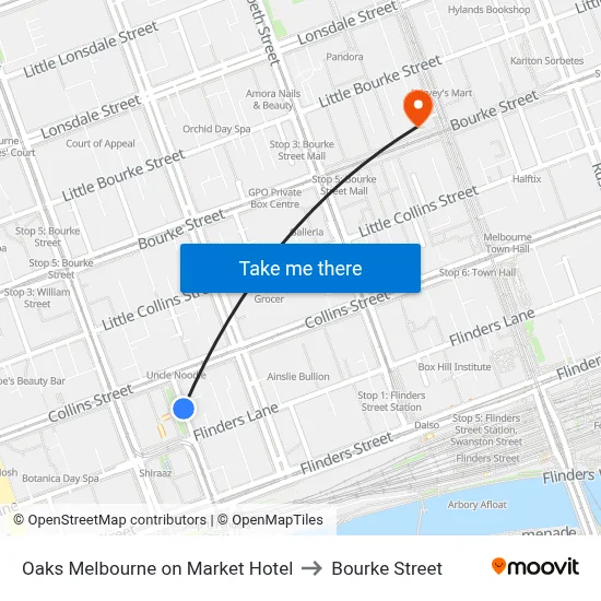 Oaks Melbourne on Market Hotel to Bourke Street map