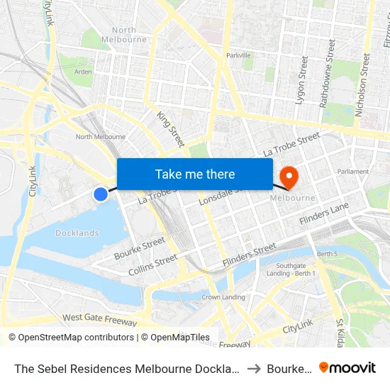 The Sebel Residences Melbourne Docklands Serviced Apartments to Bourke Street map
