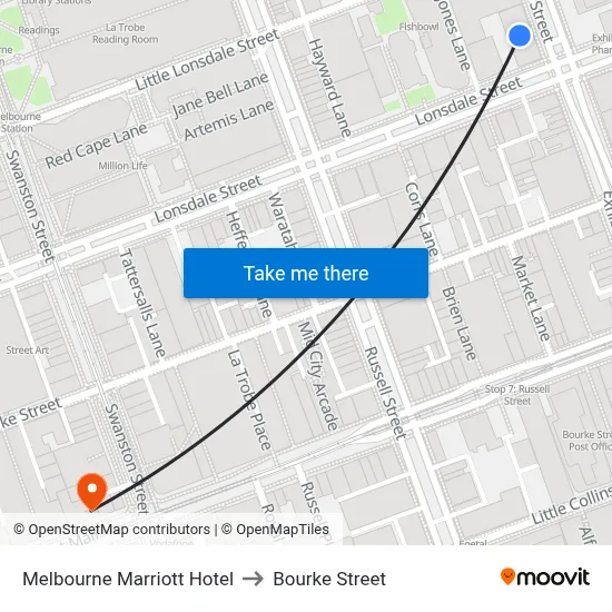 Melbourne Marriott Hotel to Bourke Street map