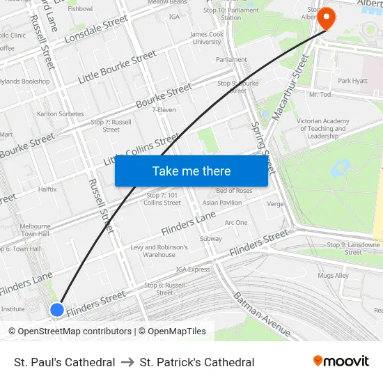 St. Paul's Cathedral to St. Patrick's Cathedral map