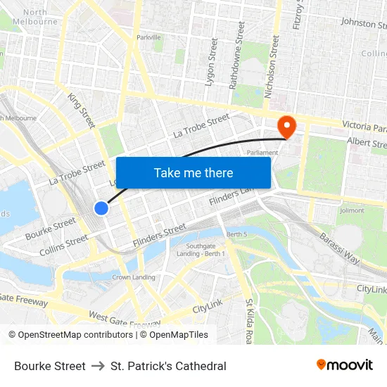 Bourke Street to St. Patrick's Cathedral map