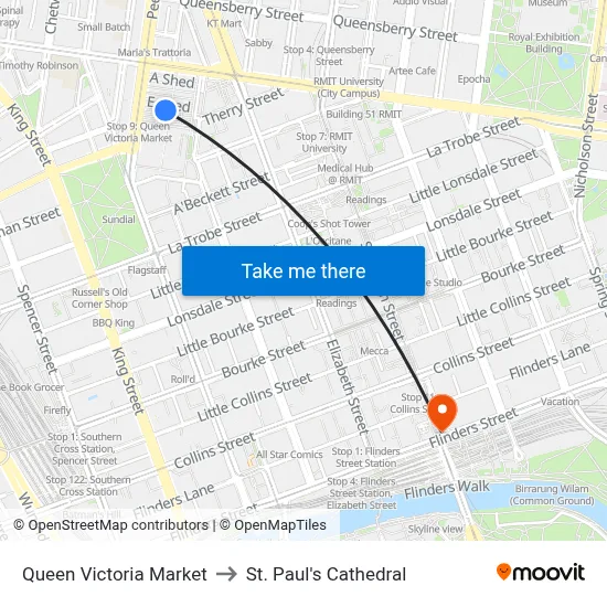 Queen Victoria Market to St. Paul's Cathedral map