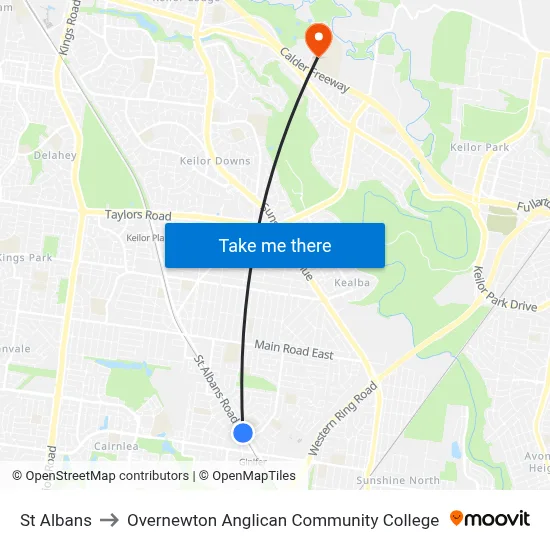 St Albans to Overnewton Anglican Community College map