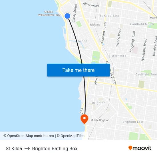 St Kilda to Brighton Bathing Box map