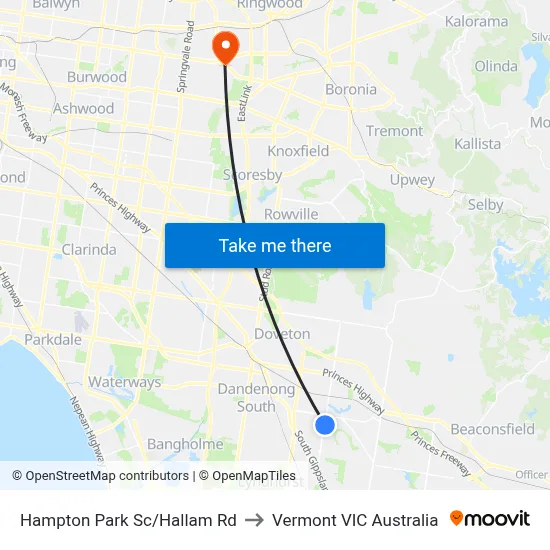 Hampton Park Sc/Hallam Rd to Vermont VIC Australia map