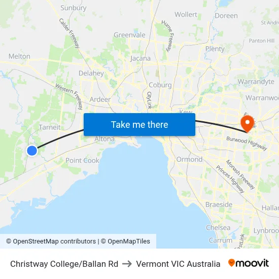 Christway College/Ballan Rd to Vermont VIC Australia map