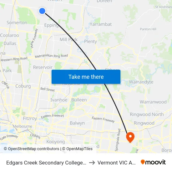 Edgars Creek Secondary College/Edgars Rd to Vermont VIC Australia map