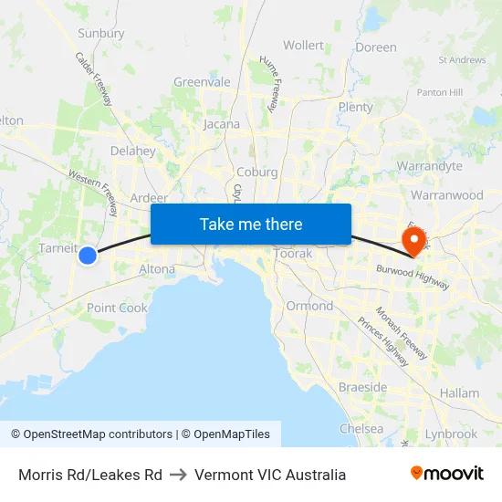 Morris Rd/Leakes Rd to Vermont VIC Australia map