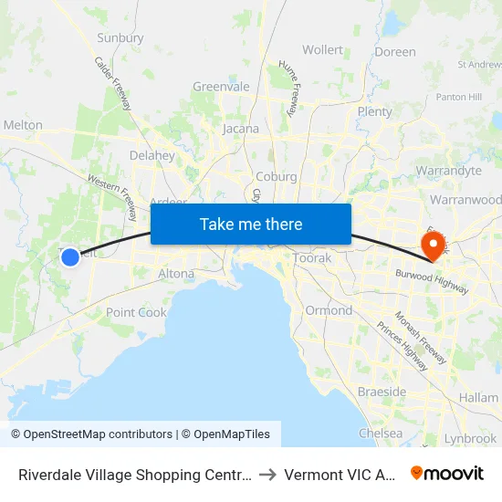 Riverdale Village Shopping Centre/Davis Rd to Vermont VIC Australia map