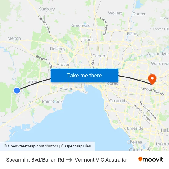 Spearmint Bvd/Ballan Rd to Vermont VIC Australia map