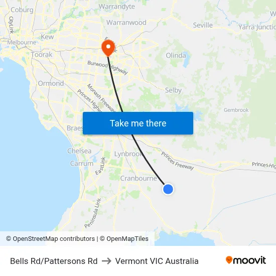 Bells Rd/Pattersons Rd to Vermont VIC Australia map