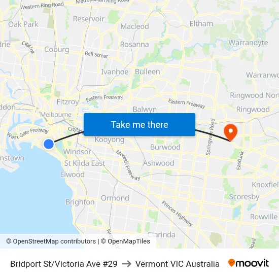 Bridport St/Victoria Ave #29 to Vermont VIC Australia map