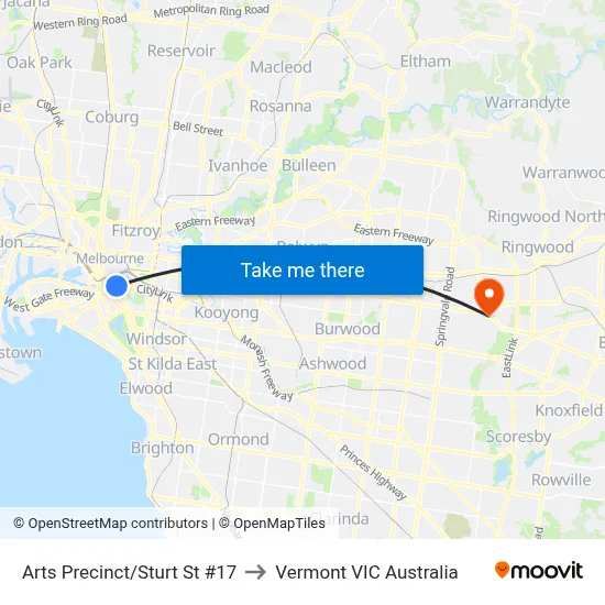 Arts Precinct/Sturt St #17 to Vermont VIC Australia map