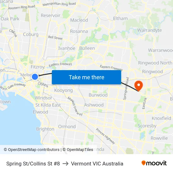Spring St/Collins St #8 to Vermont VIC Australia map