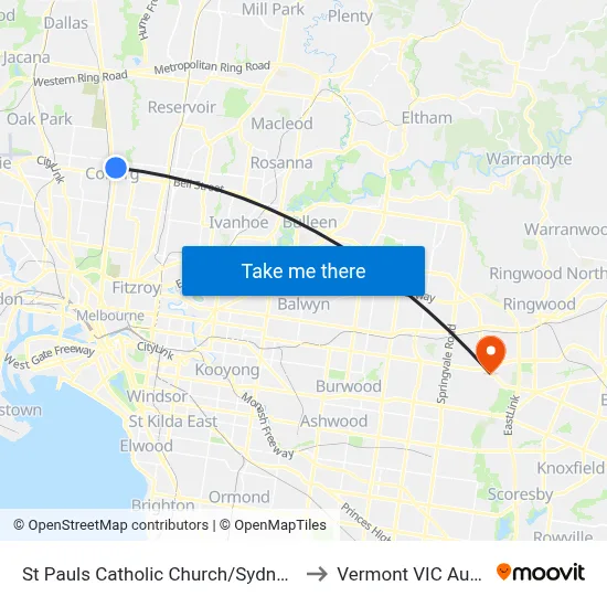 St Pauls Catholic Church/Sydney Rd #35 to Vermont VIC Australia map